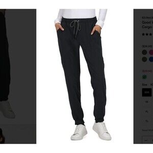 KOI Next Gen Good Vibe 7-Pocket Elastic Waistband Black Cargo Jogger Small